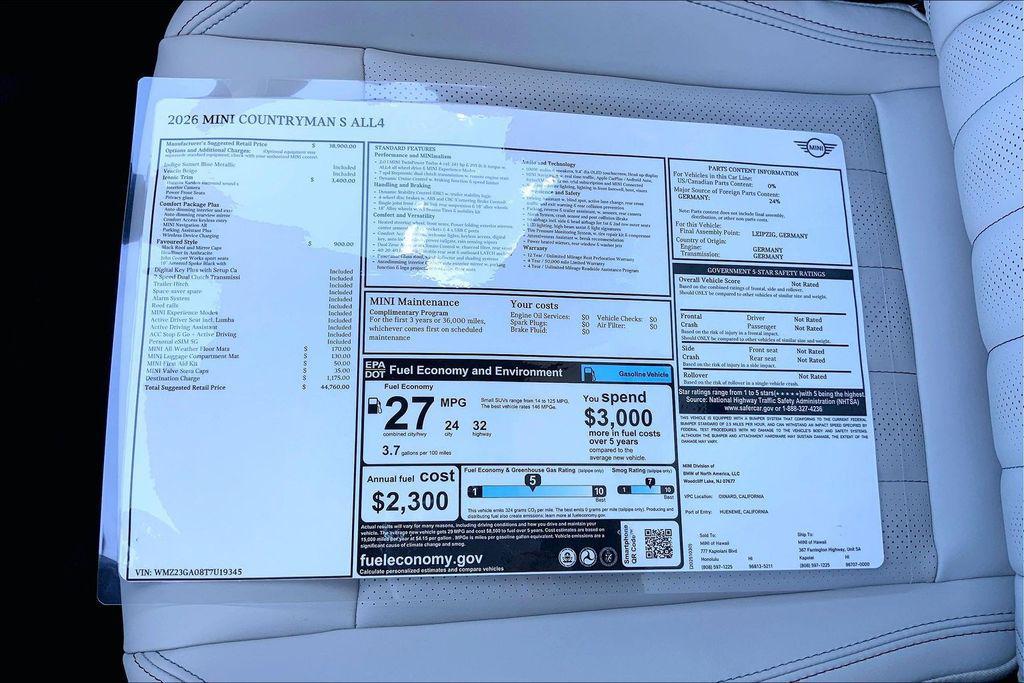 new 2026 MINI Countryman car, priced at $44,760