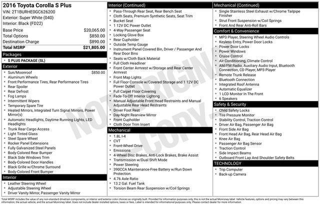 used 2016 Toyota Corolla car, priced at $15,500