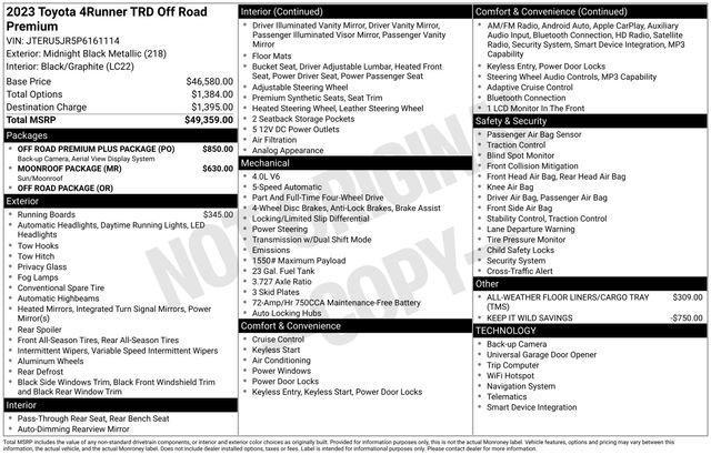 used 2023 Toyota 4Runner car, priced at $46,000