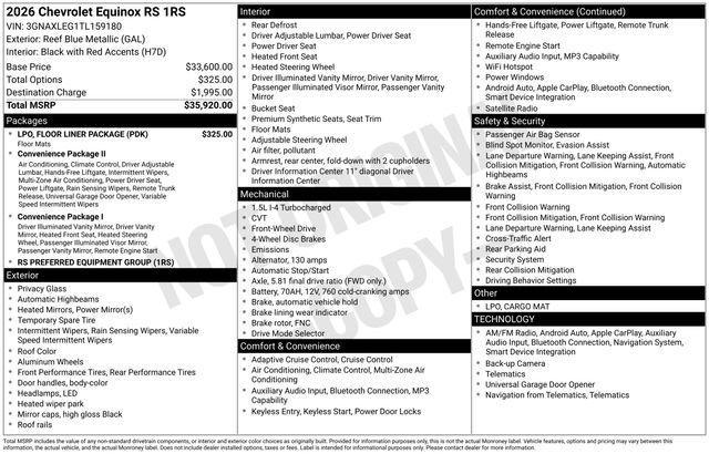 used 2026 Chevrolet Equinox car, priced at $31,448