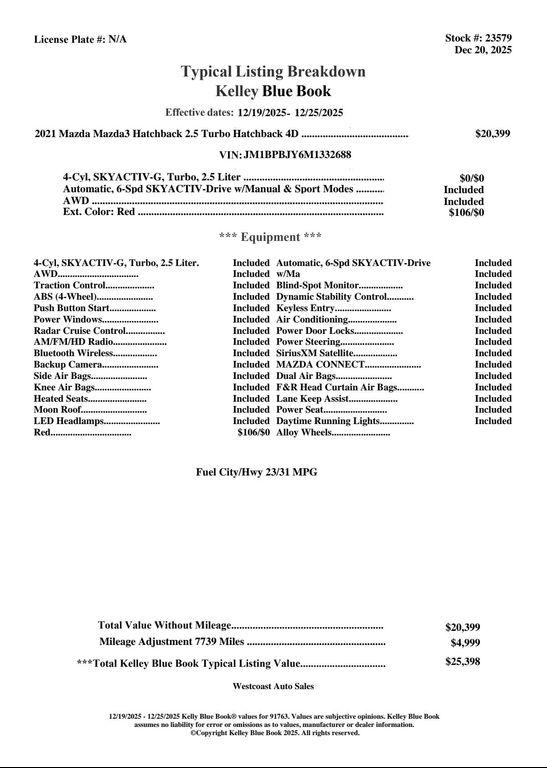 used 2021 Mazda Mazda3 car, priced at $24,007