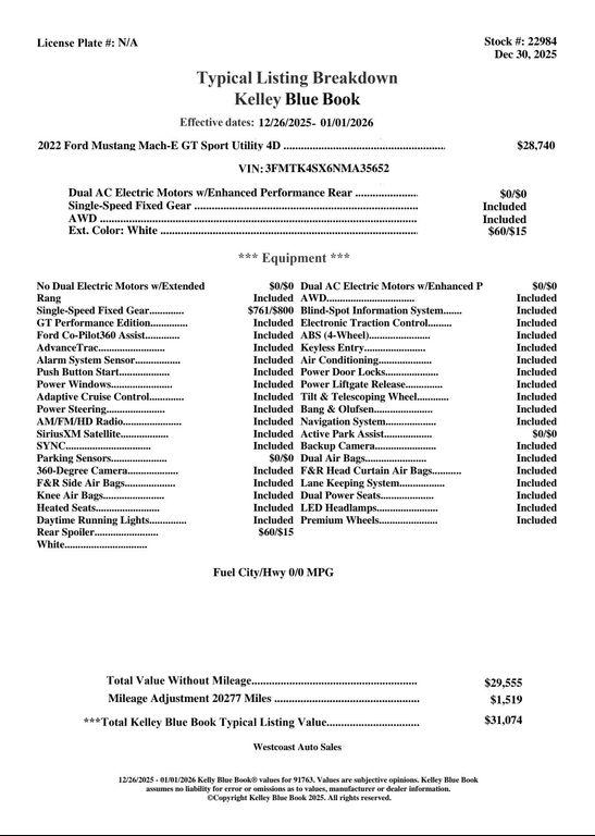 used 2022 Ford Mustang Mach-E car, priced at $27,888