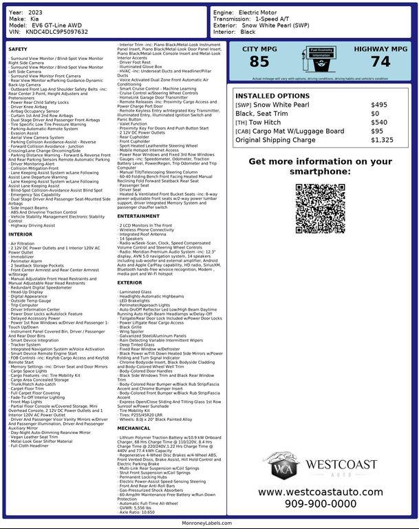 used 2023 Kia EV6 car, priced at $25,973