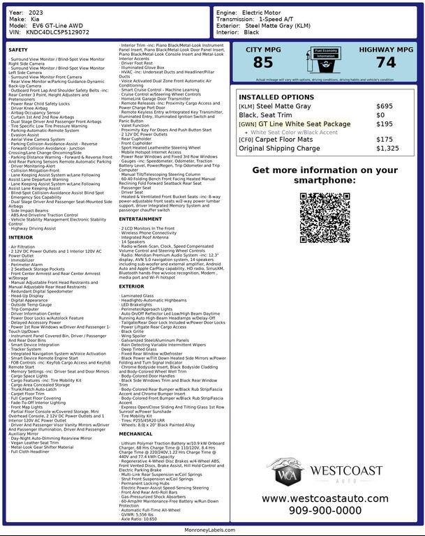 used 2023 Kia EV6 car, priced at $25,526