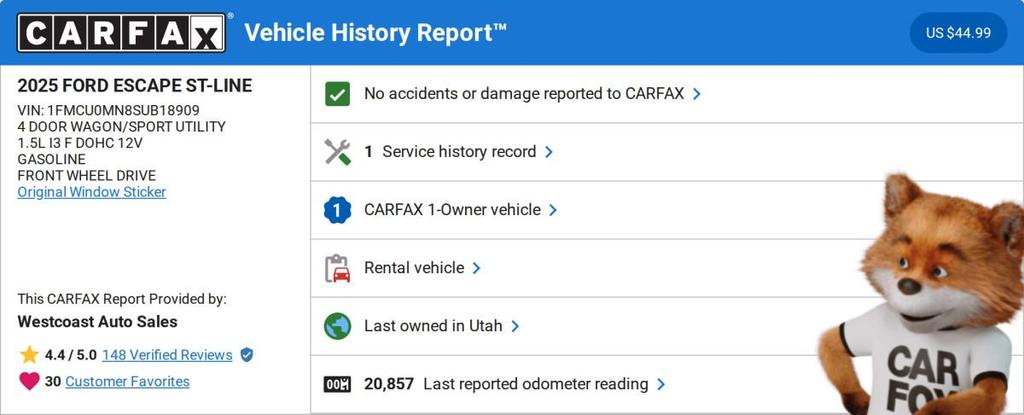 used 2025 Ford Escape car, priced at $22,888