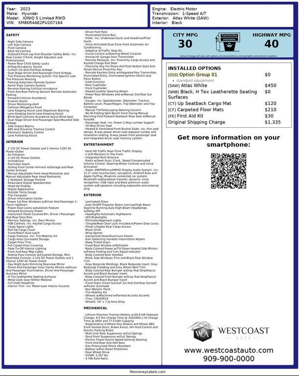 used 2023 Hyundai IONIQ 5 car, priced at $27,748