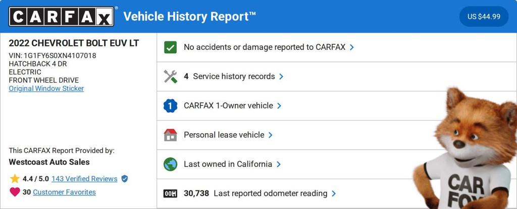 used 2022 Chevrolet Bolt EUV car