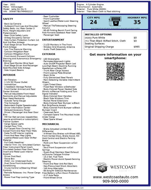 used 2021 Volkswagen Jetta GLI car, priced at $19,888