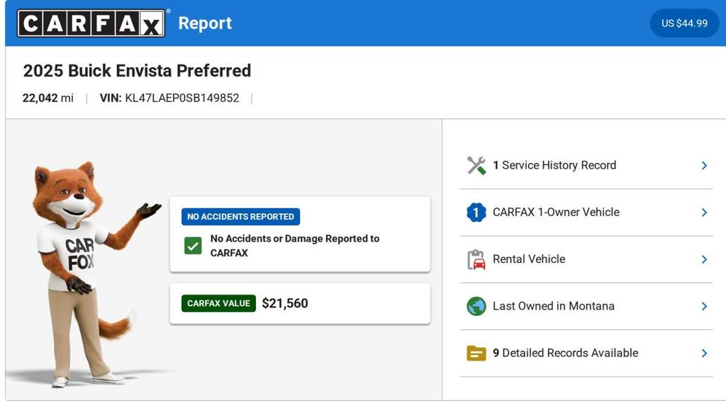 used 2025 Buick Envista car, priced at $19,806