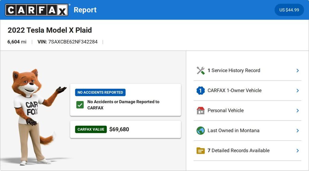 used 2022 Tesla Model X car, priced at $79,037