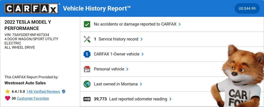 used 2022 Tesla Model Y car, priced at $29,825