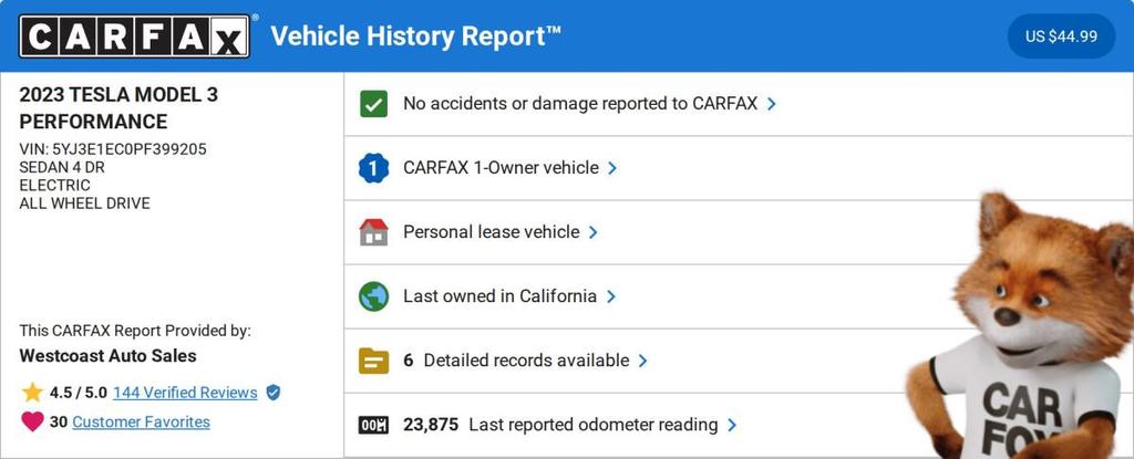 used 2023 Tesla Model 3 car, priced at $30,556