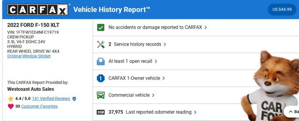 used 2022 Ford F-150 car, priced at $37,488