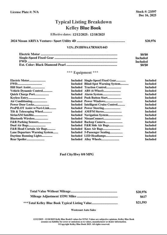 used 2024 Nissan ARIYA car