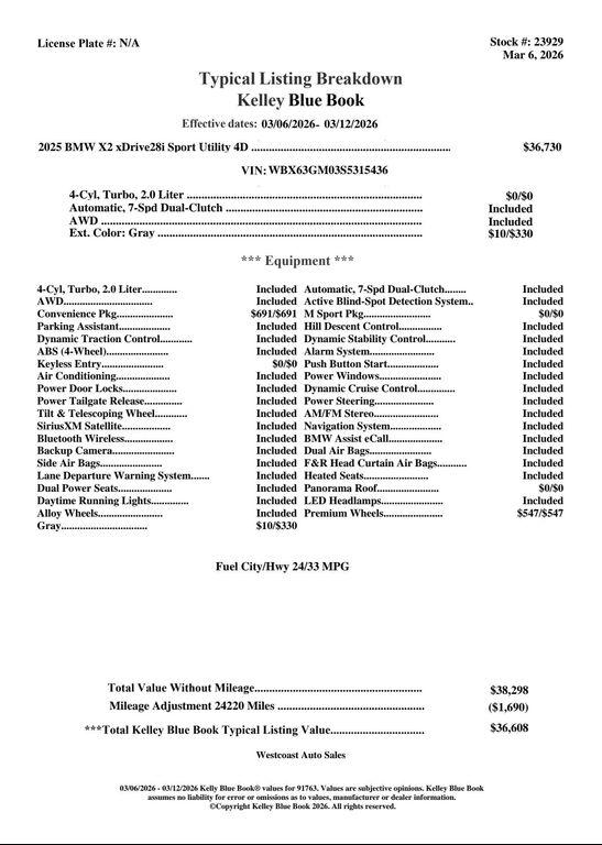 used 2025 BMW X2 car, priced at $34,094