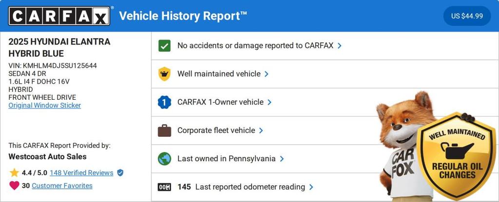 used 2025 Hyundai ELANTRA HEV car, priced at $22,488