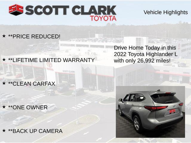 used 2022 Toyota Highlander car, priced at $33,600