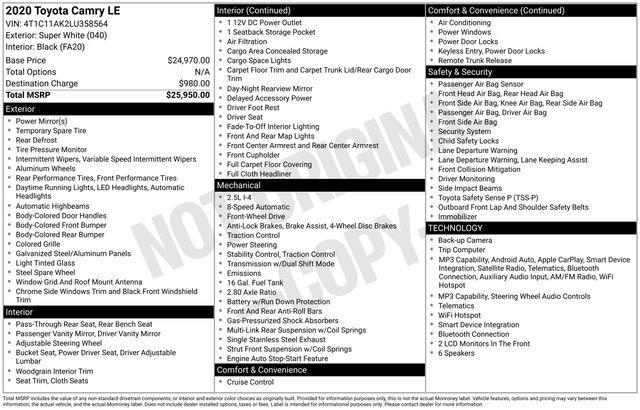 used 2020 Toyota Camry car, priced at $16,506
