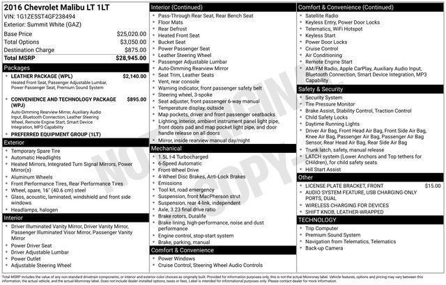 used 2016 Chevrolet Malibu car, priced at $10,941