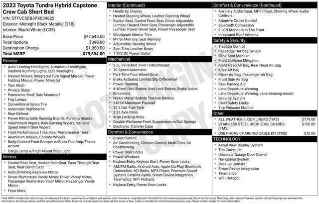 used 2023 Toyota Tundra Hybrid car, priced at $57,944