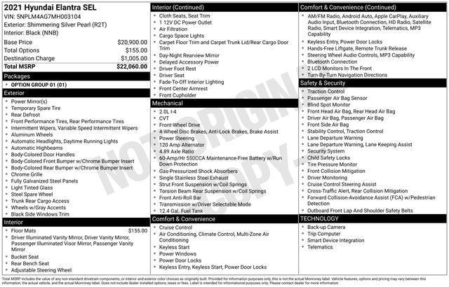 used 2021 Hyundai Elantra car, priced at $15,921