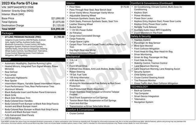 used 2023 Kia Forte car, priced at $20,700