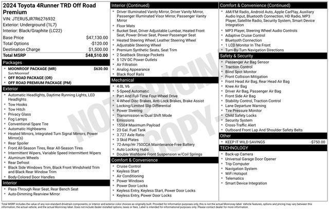 used 2024 Toyota 4Runner car, priced at $48,325