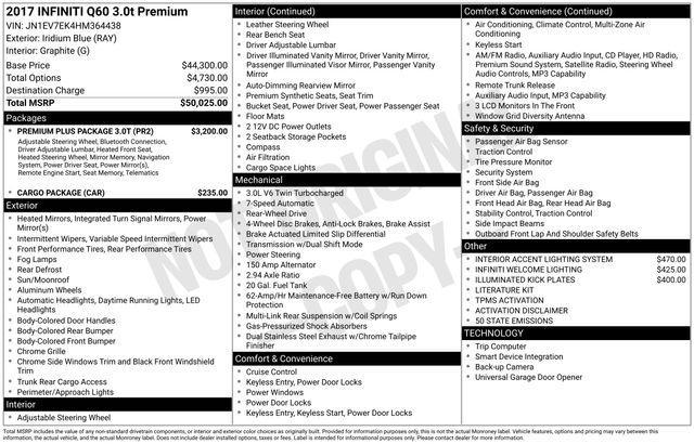 used 2017 INFINITI Q60 car, priced at $16,789