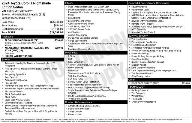 used 2024 Toyota Corolla car, priced at $25,015