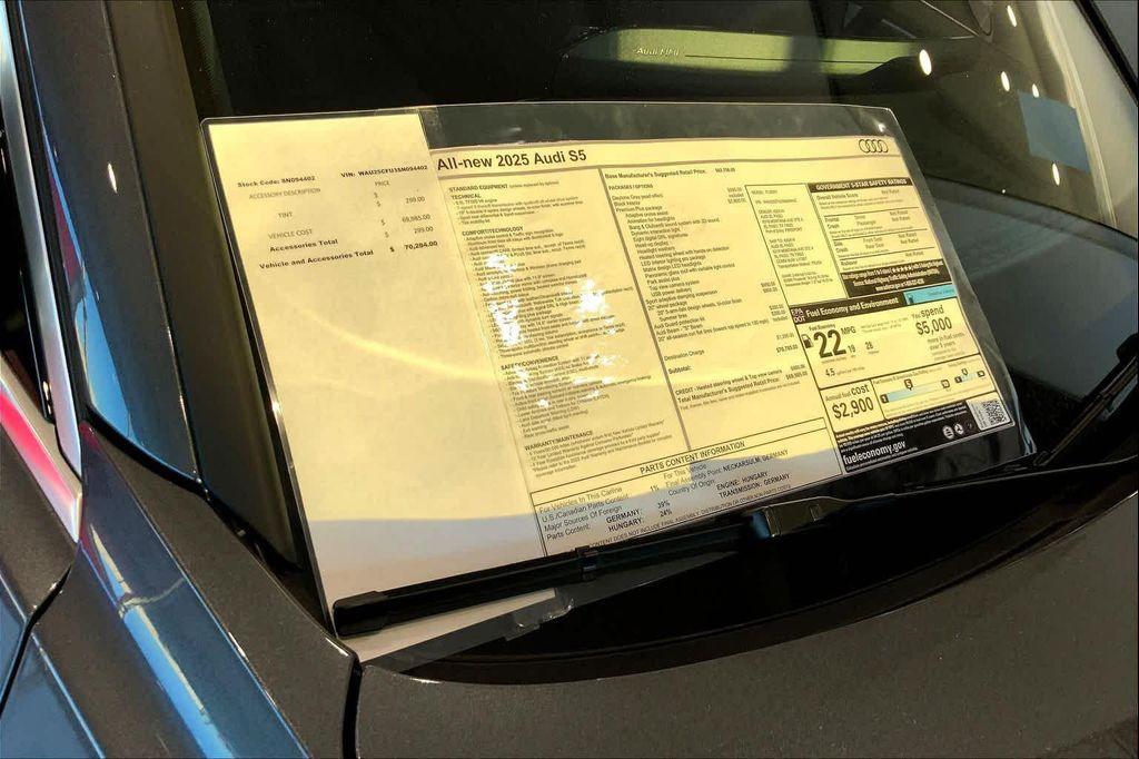 new 2025 Audi S5 car, priced at $67,885