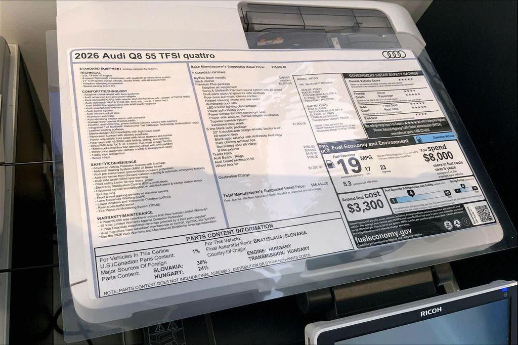 new 2026 Audi Q8 car, priced at $86,450