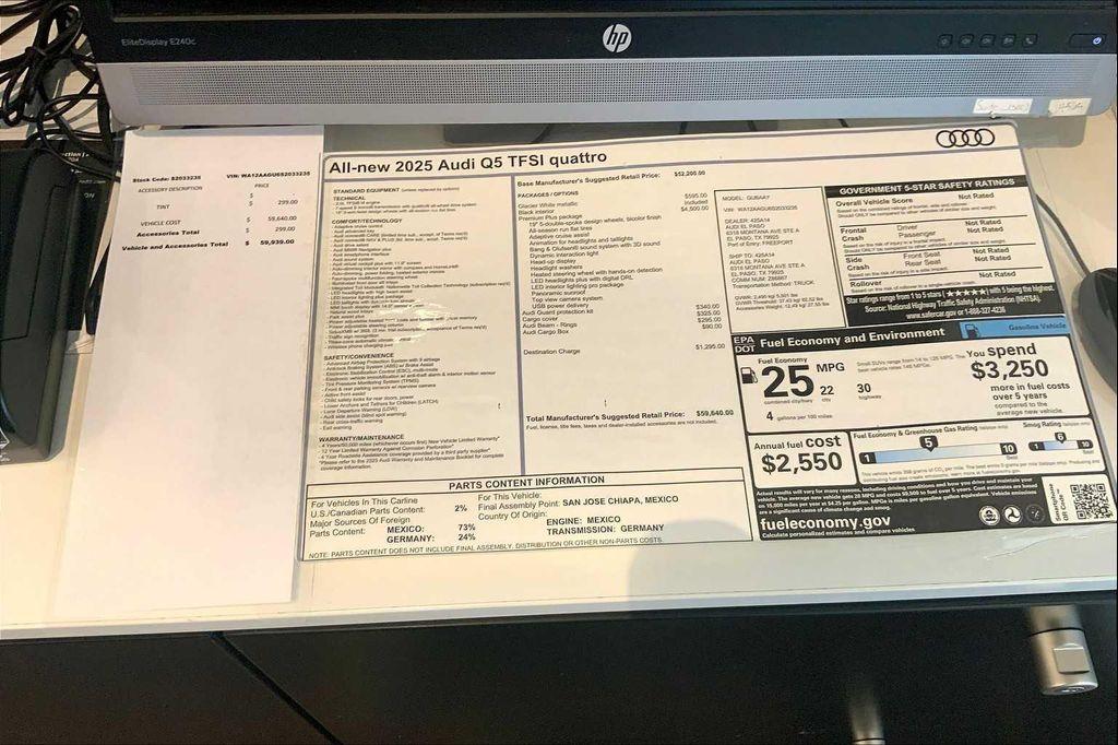 new 2025 Audi Q5 car, priced at $59,640