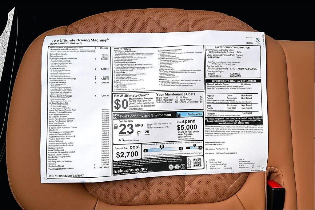 new 2026 BMW X7 car, priced at $103,750