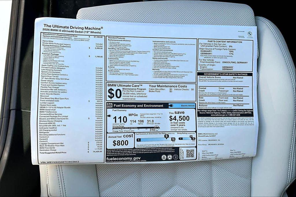 new 2026 BMW i5 car, priced at $69,995