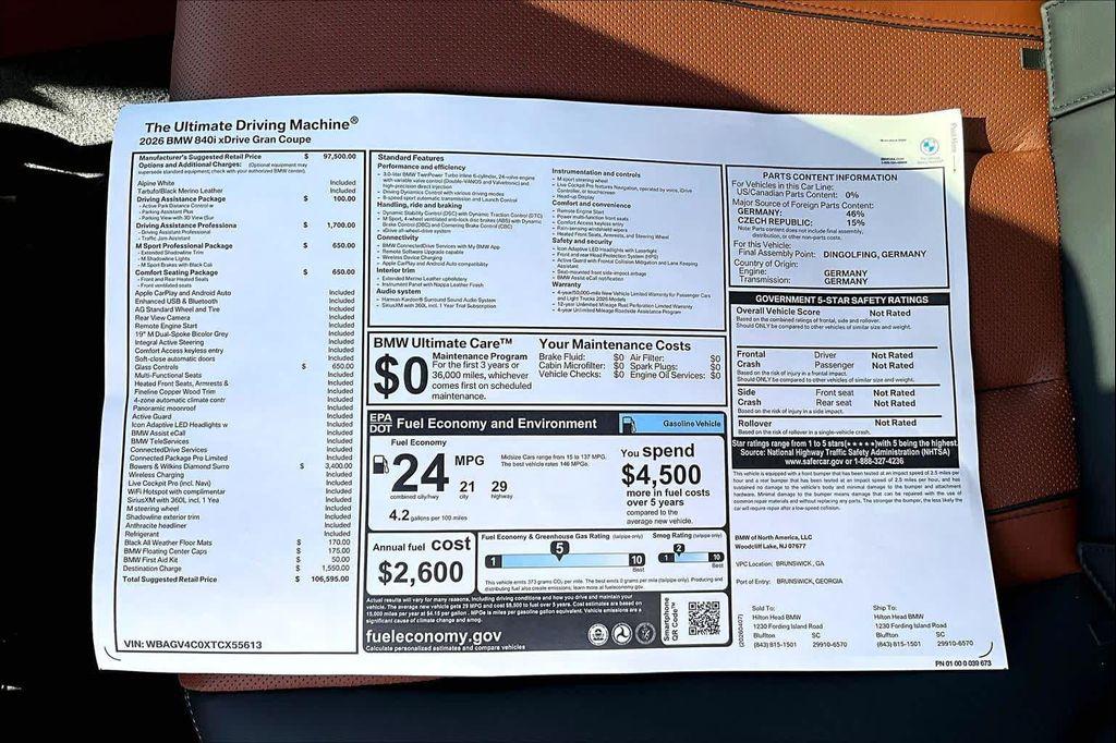 new 2026 BMW 840 Gran Coupe car, priced at $106,595