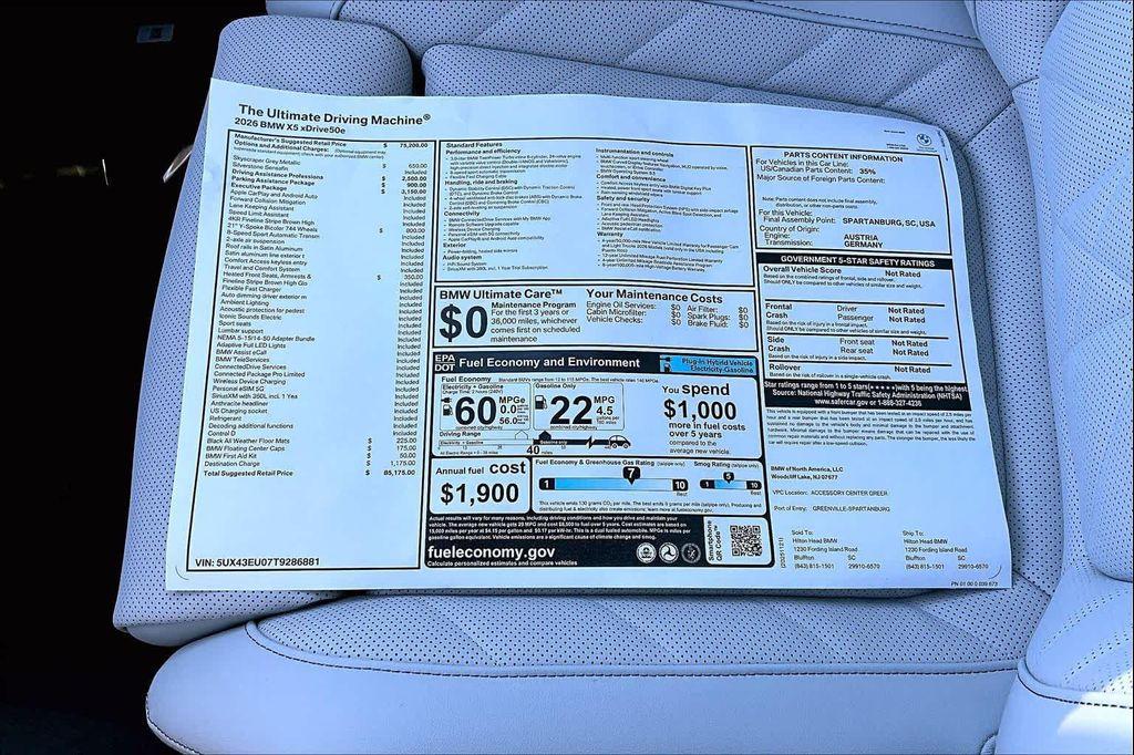 new 2026 BMW X5 PHEV car, priced at $85,175