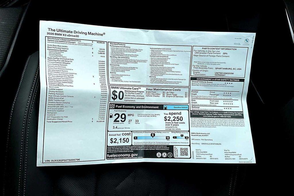 new 2026 BMW X3 car, priced at $51,995