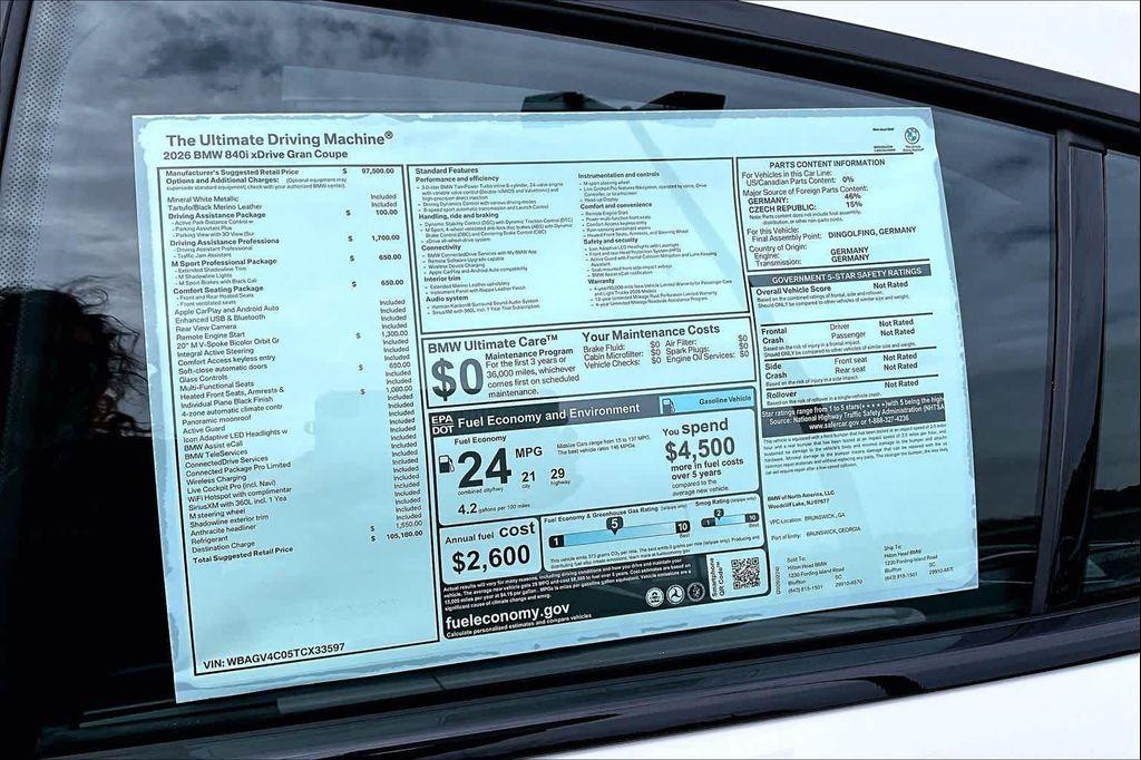 new 2026 BMW 840 Gran Coupe car, priced at $105,180