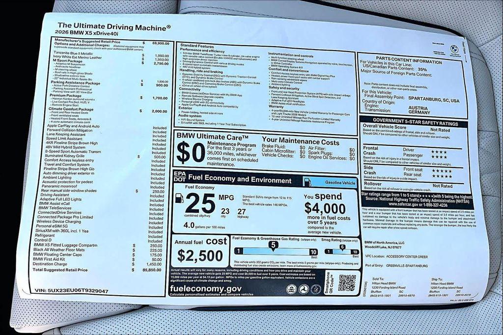 new 2026 BMW X5 car, priced at $85,850