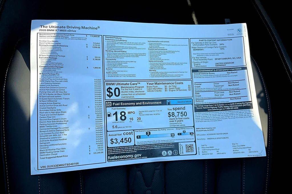 new 2026 BMW X7 car, priced at $131,445