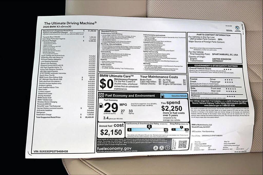 new 2026 BMW X3 car, priced at $59,450