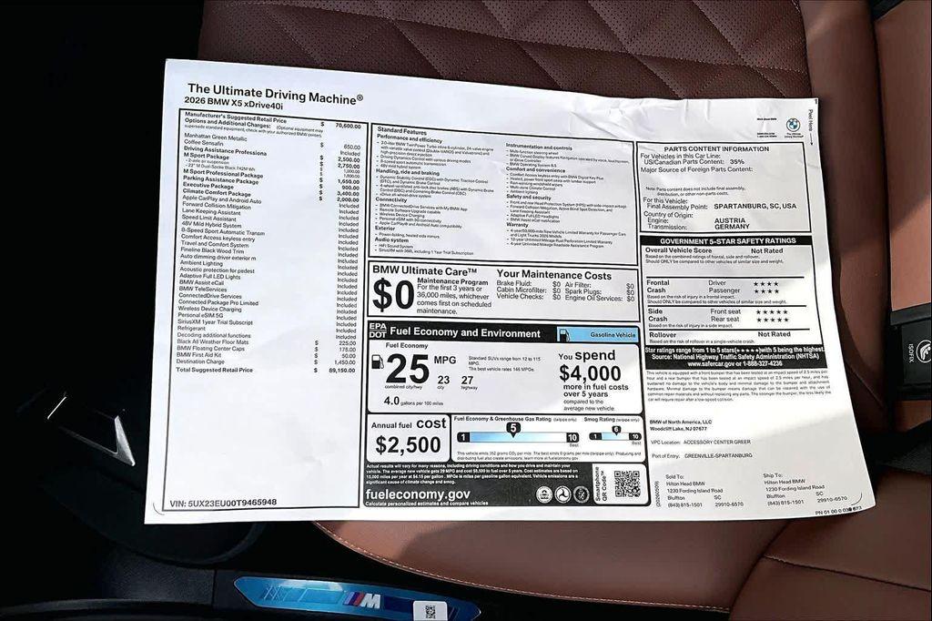 new 2026 BMW X5 car, priced at $89,150