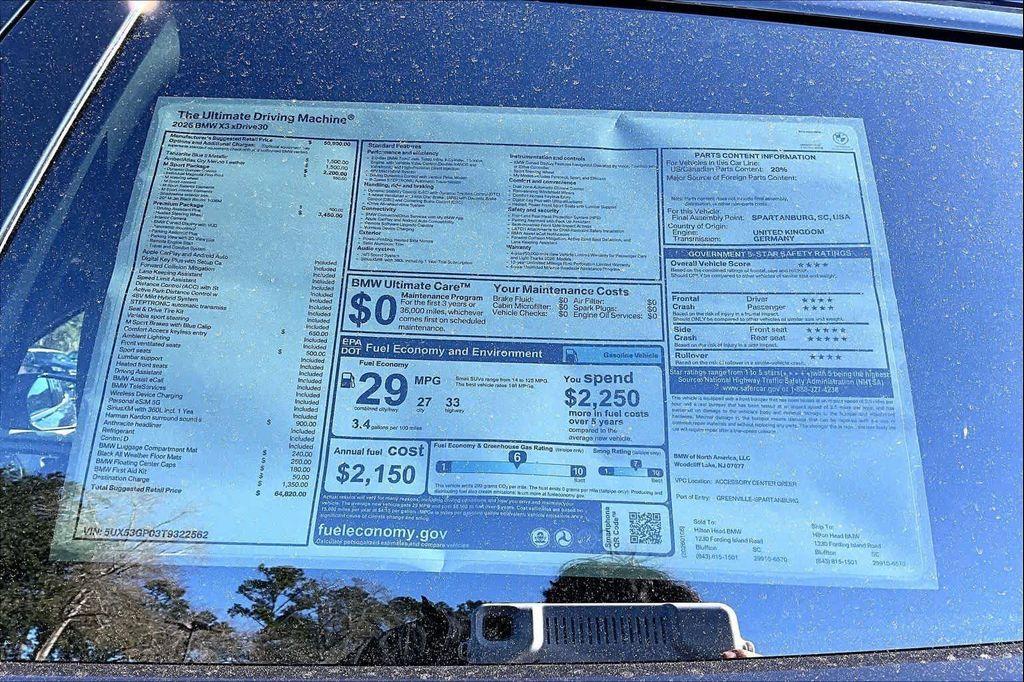 new 2026 BMW X3 car, priced at $64,820