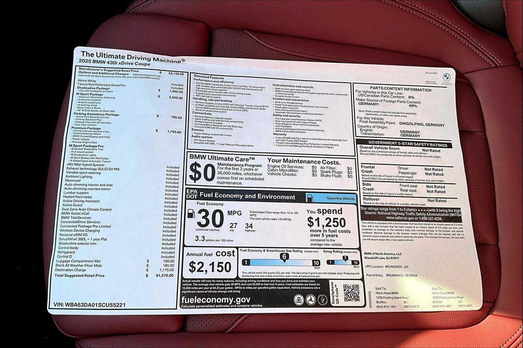 new 2025 BMW 430 car, priced at $56,815