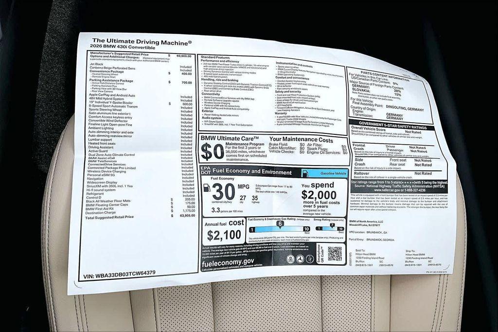 new 2026 BMW 430 car, priced at $63,905