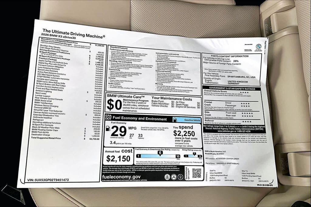 new 2026 BMW X3 car, priced at $64,730