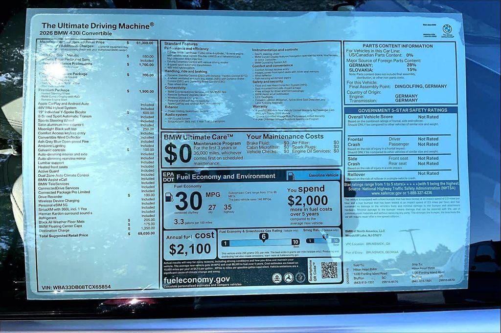 new 2026 BMW 430 car, priced at $69,030