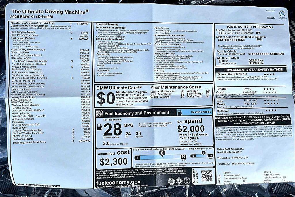 new 2025 BMW X1 car, priced at $41,995