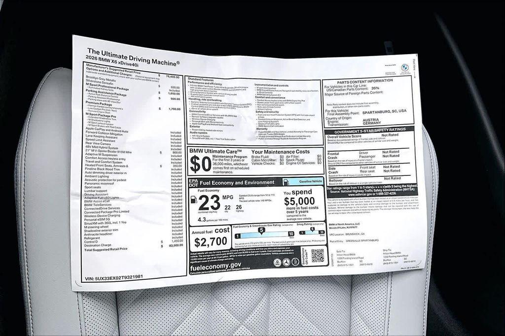 new 2026 BMW X6 car, priced at $83,900
