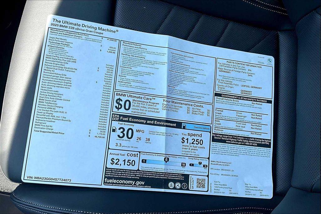 new 2025 BMW 228 Gran Coupe car, priced at $40,995